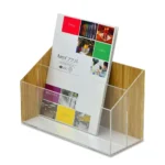 desktop acrylic bamboo multi function office file acrylic file organizer