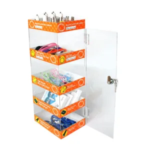 custom acrylic 5 shelf cell phone accessories