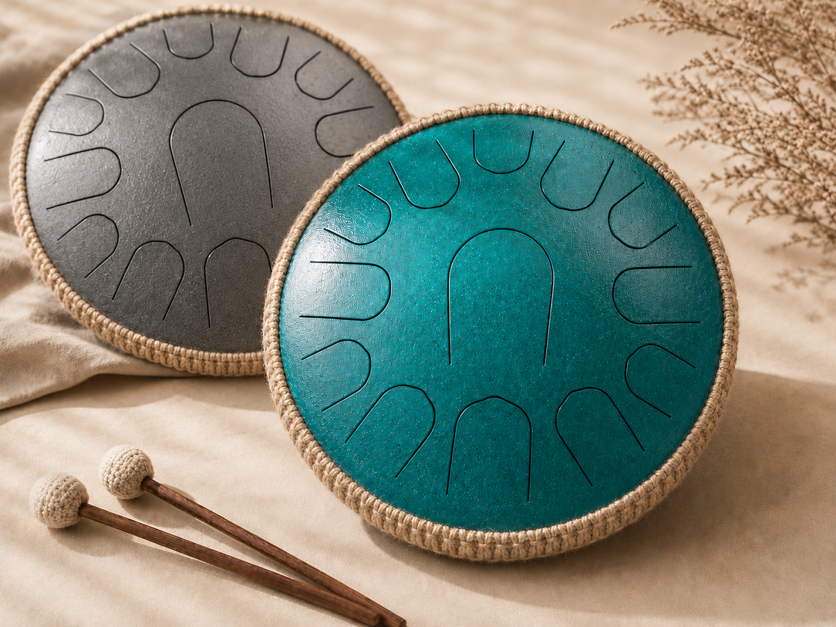 Best-selling retail tongue drum models with woven edge