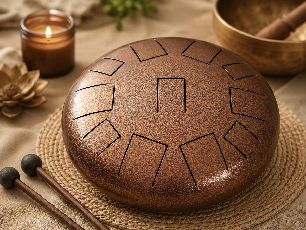Deep-tone tongue drum for meditation, relaxation and wellness collections