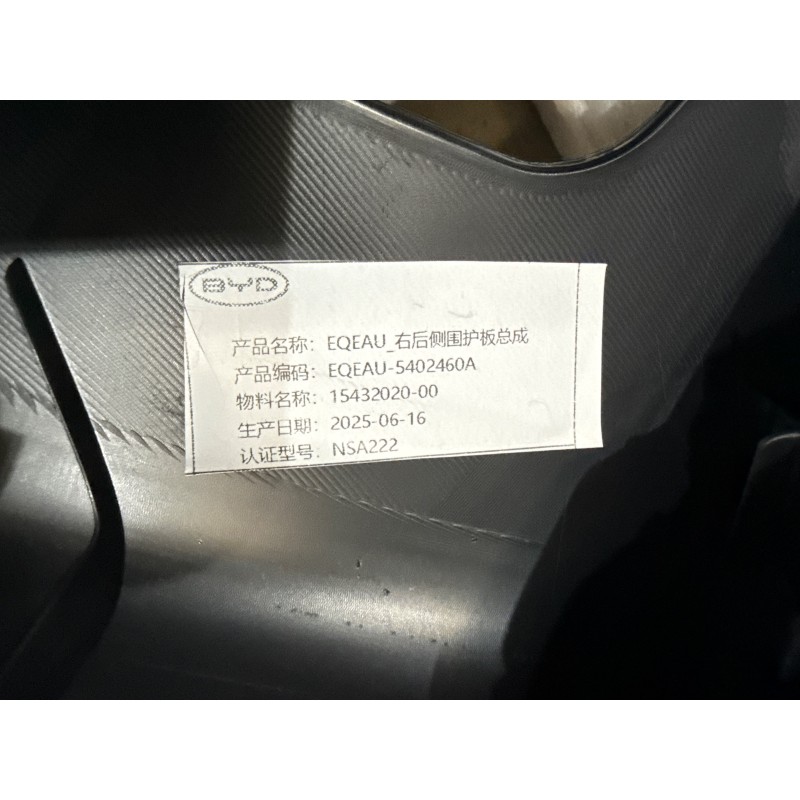 Right Rear Side Wall Trim BYD 15432020-00