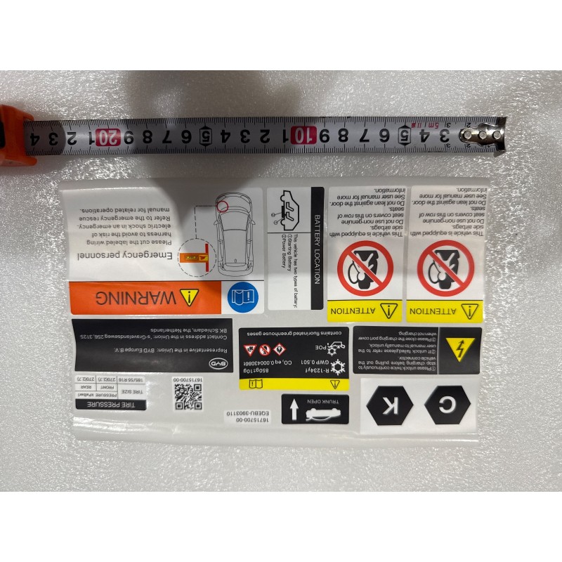 Vehicle Label BYD 16715700-00