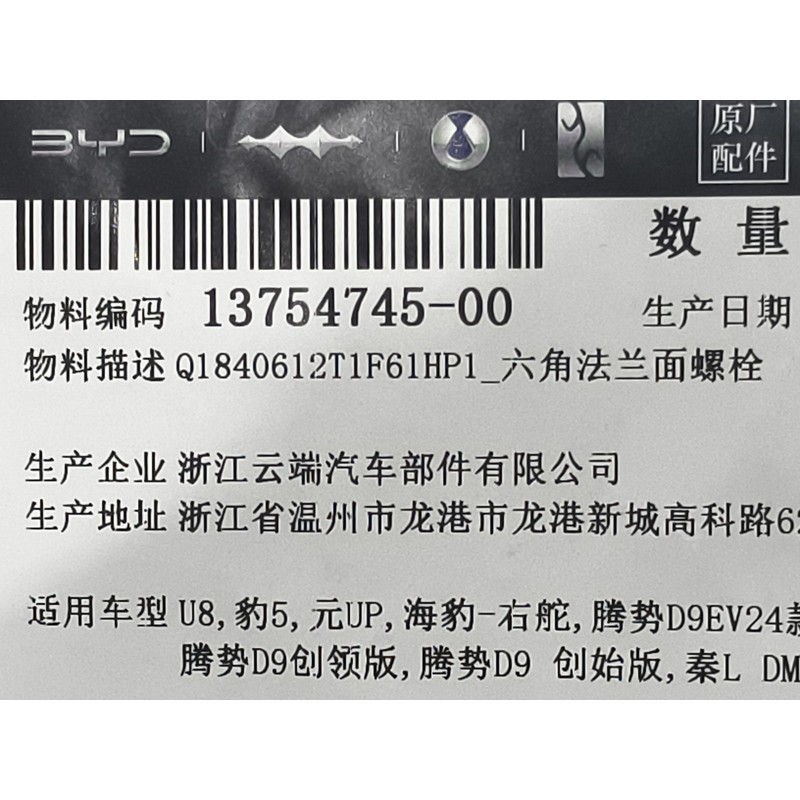 Hex Flange Bolt | BYD 13754745-00 | Additional view 2